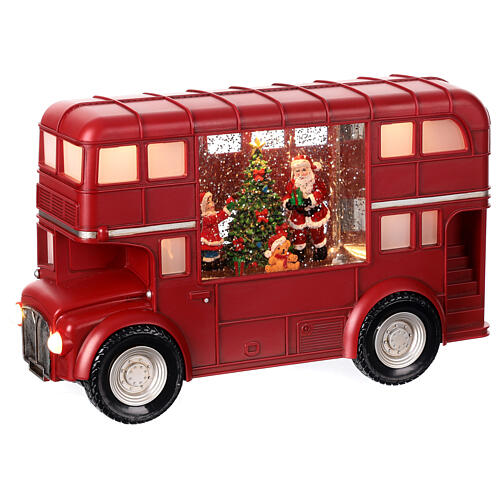 Autobus londinese sfera neve Babbo Natale 20x30x10 cm 1