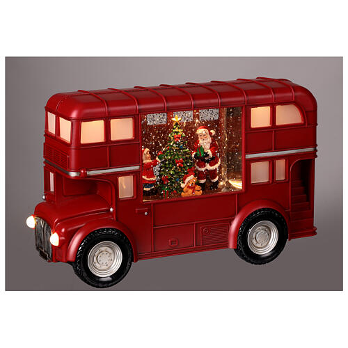 Autobus londinese sfera neve Babbo Natale 20x30x10 cm 2