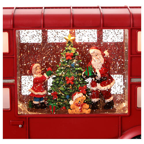 Autobus londinese sfera neve Babbo Natale 20x30x10 cm 3