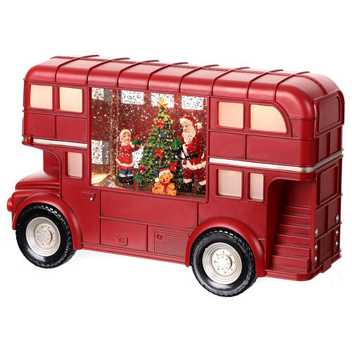 Autobus londinese sfera neve Babbo Natale 20x30x10 cm 5