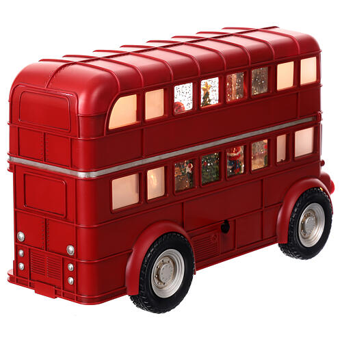 Autobus londinese sfera neve Babbo Natale 20x30x10 cm 6
