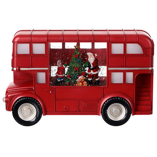 Autobus londinese sfera neve Babbo Natale 20x30x10 cm 7