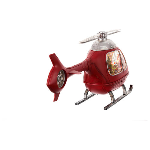 Helicopter with Santa, rotating propeller, snow and lights, 8x20x4 in 10