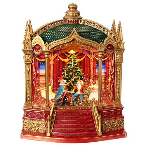 Teatro Cascanueces vidrio nieve purpurina luces 25x20x25 cm 6