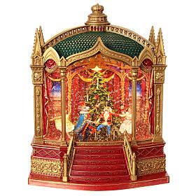 Théâtre Casse-noisette verre neige paillettes lumières 25x20x25 cm