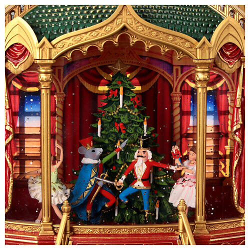 Teatro Schiaccianoci vetro neve glitter luci 25x20x25 cm 3
