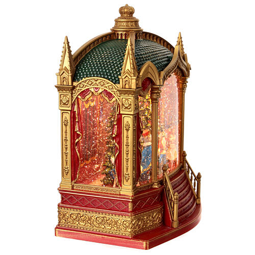 Teatro Schiaccianoci vetro neve glitter luci 25x20x25 cm 7
