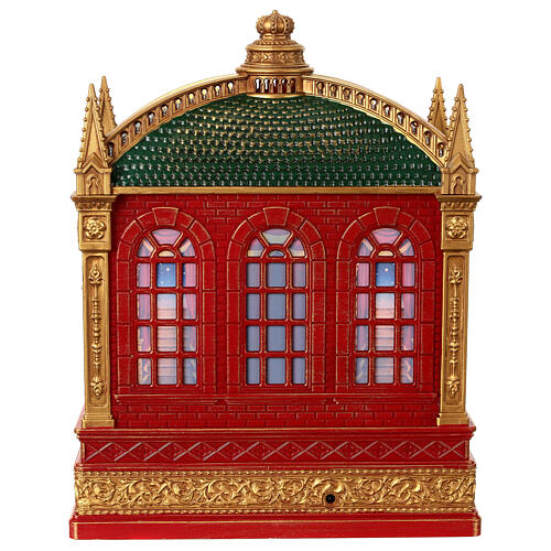 Teatro Schiaccianoci vetro neve glitter luci 25x20x25 cm 8