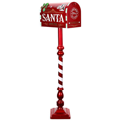 Cassetta lettere rossa natalizia Babbo Natale metallo 100x35x20 cm 1