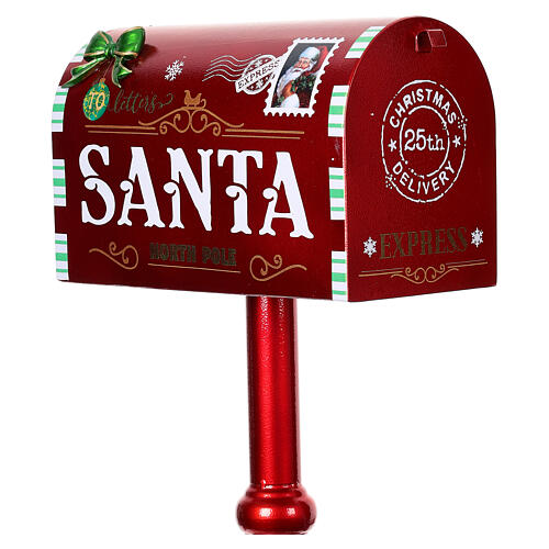 Cassetta lettere rossa natalizia Babbo Natale metallo 100x35x20 cm 2