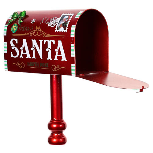 Cassetta lettere rossa natalizia Babbo Natale metallo 100x35x20 cm 4