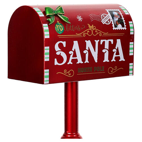 Cassetta lettere rossa natalizia Babbo Natale metallo 100x35x20 cm 6