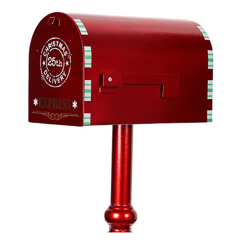 Cassetta lettere rossa natalizia Babbo Natale metallo 100x35x20 cm 7