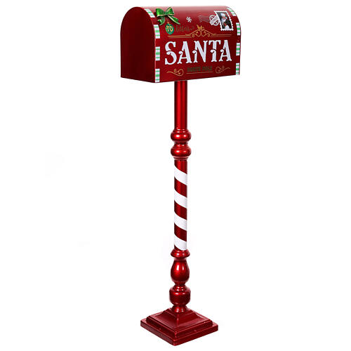 Świąteczna czerwona skrzynka na listy z motywem Świętego Mikołaja, metalowa, 100 × 35 × 20 cm 3