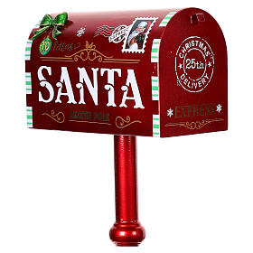 Caixa de correio vermelha Pai Natal metal 100x35x20 cm