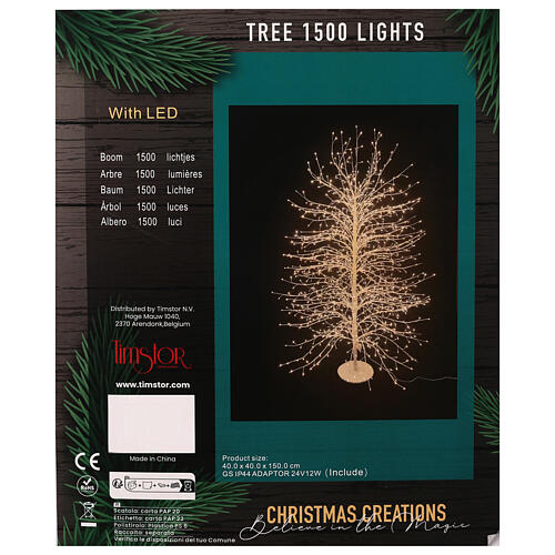 White lighted Christmas tree with 1500 LEDs, 60 in 5