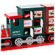 Advent calendar, red and green wooden train, 8x16x4 in s2