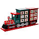 Advent calendar, red and green wooden train, 8x16x4 in s3