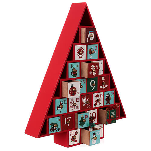 Advent calendar, wooden red tree, 16x12x2 in 5