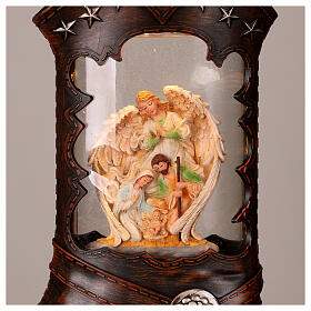 Cowboy boot with Nativity Scene, snow globe with lights, music and automatic snowfall, 14x8x4 in