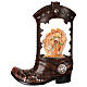 Cowboy boot with Nativity Scene, snow globe with lights, music and automatic snowfall, 14x8x4 in s1