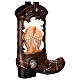 Cowboy boot with Nativity Scene, snow globe with lights, music and automatic snowfall, 14x8x4 in s6