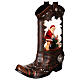 Cowboy boot with Santa Claus, snow globe with lights, music and automatic snowfall, 14x8x4 i s4