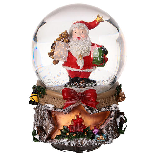 Snow globe with Santa and music box, spinning moiton, 6x4x4 in 1