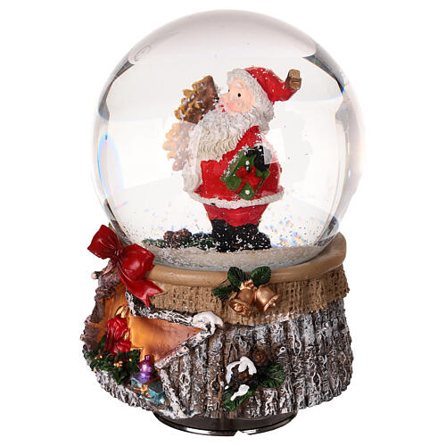 Snow globe with Santa and music box, spinning moiton, 6x4x4 in 3