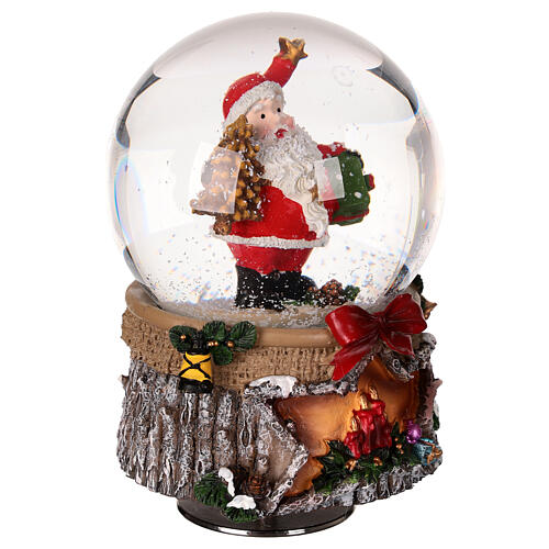 Snow globe with Santa and music box, spinning moiton, 6x4x4 in 4