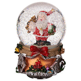 Boule à neige verre Père Noël boîte à musique pivotante 15x10x10 cm