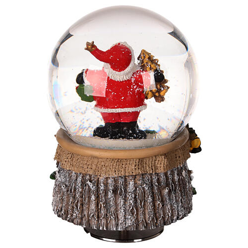 Palla vetro neve Babbo Natale carillon girevole 15x10x10 cm 5