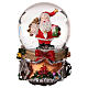 Palla vetro neve Babbo Natale carillon girevole 15x10x10 cm s1