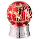 Glittery red snow globe, illuminated, Santa Claus' sleigh, silver base, 5x5x6 in s4