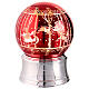 Boule à neige rouge LED paillettes traineau Père Noël base argent 12x12x15 cm s2