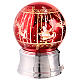 Boule à neige rouge LED paillettes traineau Père Noël base argent 12x12x15 cm s3