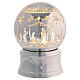 Snow globe of 5 in, silver glitter and lights, Nativity Scene, 5x5x6 in s1