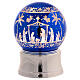 Palla illuminata 120 mm blu glitter base argentata Presepe 12x12x15 cm s1