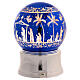 Palla illuminata 120 mm blu glitter base argentata Presepe 12x12x15 cm s4
