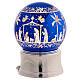 Lighted Nativity scene snow globe 120 mm blue glitter silver base, 12x12x15 cm s3