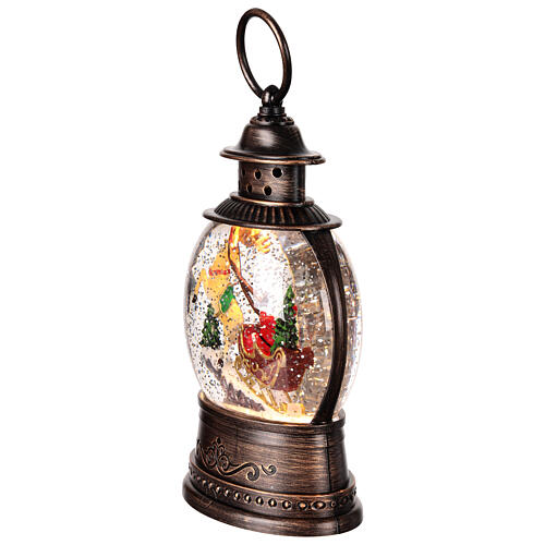 Glitter-Laterne, Weihnachtsmann im Schlitten – Musik, Licht, 24,5 × 12 × 7,5 cm 3