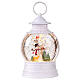 Lanterna palla vetro glitter pupazzo di neve luci 12x8x25 cm  s1