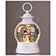 Lanterna palla vetro glitter pupazzo di neve luci 12x8x25 cm  s2