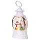 Lanterna palla vetro glitter pupazzo di neve luci 12x8x25 cm  s3