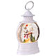 Lanterna palla vetro glitter pupazzo di neve luci 12x8x25 cm  s4