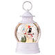 Lanterna palla vetro glitter pupazzo di neve luci 12x8x25 cm  s5