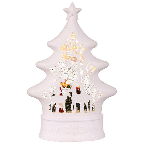 Árbol Navidad bola vidrio iluminada purpurina Papá Noel en trineo 20x8x30 cm 4