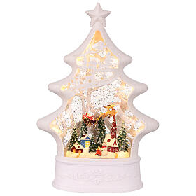 Albero Natale pallina vetro illuminata glitterata Babbo Natale su slitta 20x8x30 cm