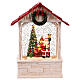 Glittery house with red roof, Santa Claus with gifts, 6x3x11 in s1