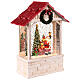 Casa glitterata tetto rosso Babbo Natale sacco regali 15x8x30 cm s3